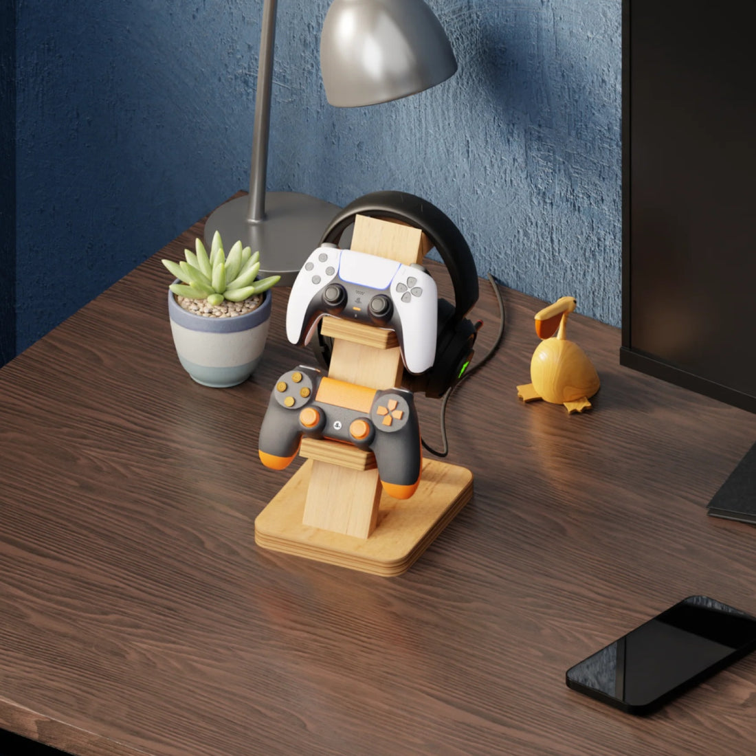 Wooden controller Holder &Headphone Stand